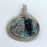 Beautiful Arizona Lightning Stone Pendant wrapped in Sterling (.925) and Fine (.999) Silver.