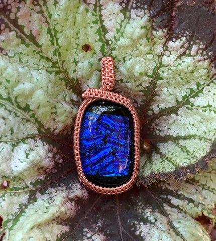 Shimmering Dichroic Glass Pendant created by Monkeylion Designs.