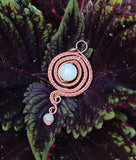 Circular Sunstone and Copper Pendant