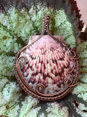 Seashell and Copper Waves Pendant
