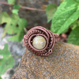 Rutilated Quartz and Copper Ring - Size 8