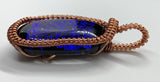 Dichroic Purple and Blue Glass Pendant wrapped in Copper