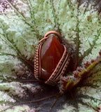 Orange Agate teardrop Pendant wrapped in Copper.