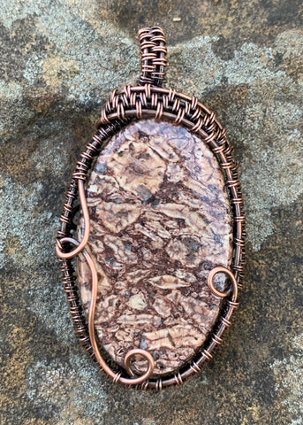 Turritella Agate Pendant in Copper