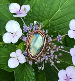 Sparkling Labradorite Pendant in wire wrapped copper