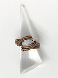 Copper and Rainbow Moonstone Ring - size 9-9 1/2