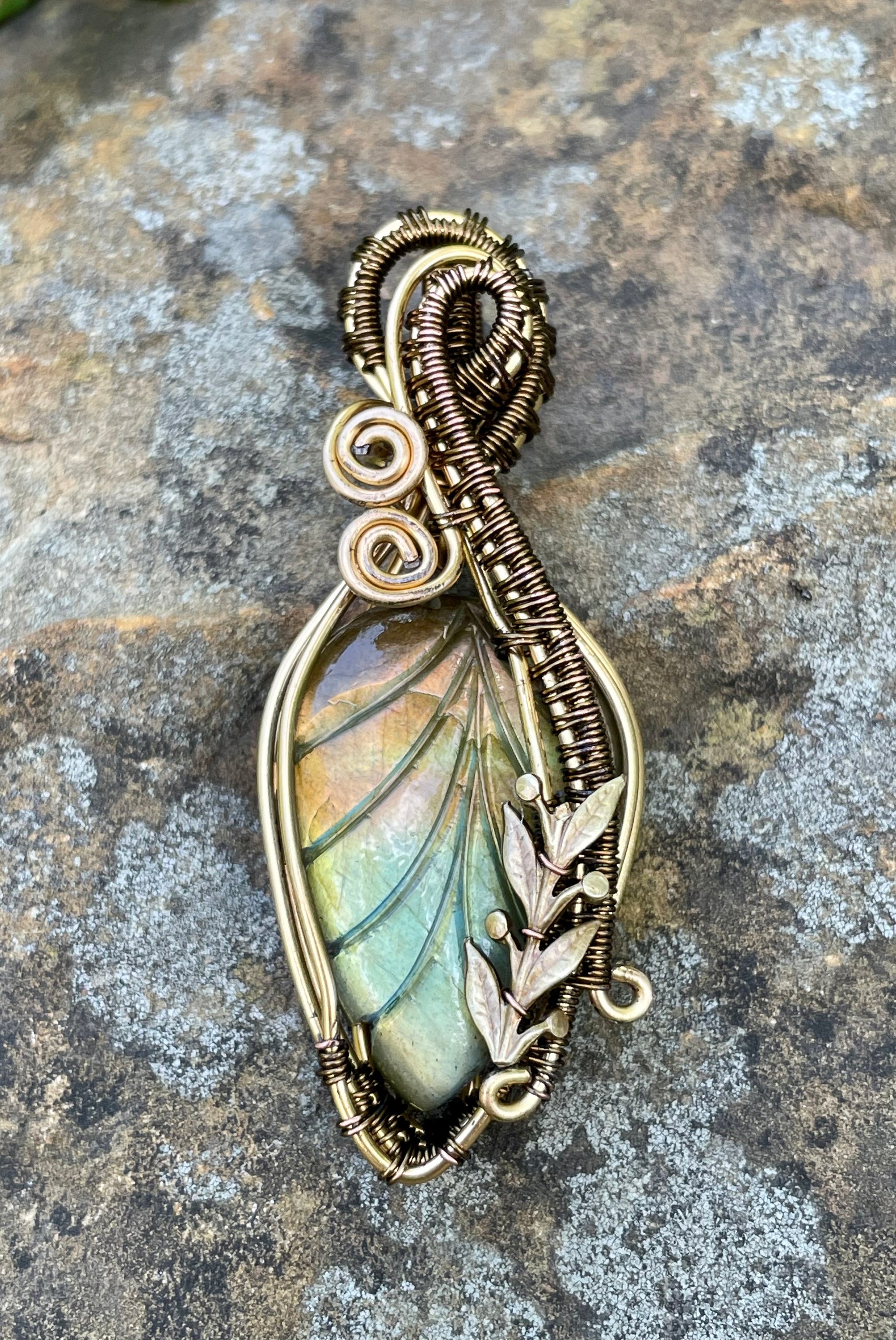 Natural sold Labradorite Carved Pendant