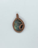 wire wrapped labradorite pendant in copper