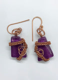Purple Glass and Copper Earrings