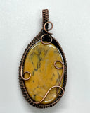 Sunny Yellow Jasper Pendant in Wire Wrapped Copper. 