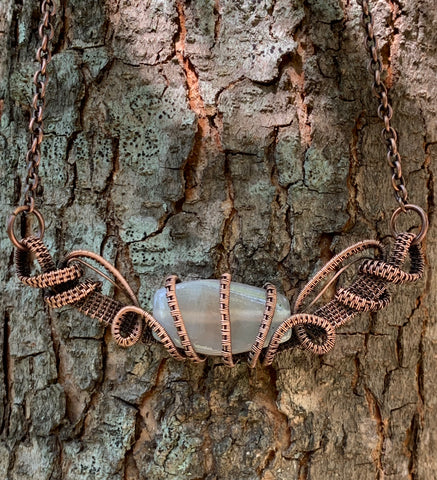Agate and Woven Copper Necklace