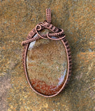 Bold Ocean Jasper Pendant wrapped in Copper