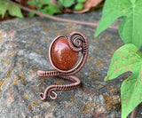 Goldstone and Copper Ring - Adjustable