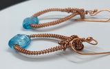 Blue Foil Glass and Copper Earrings