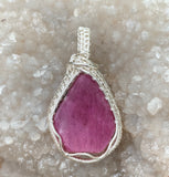 Ruby Pendant in Sterling and Fine Silver