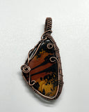 Colorful Indian Paint Stone Pendant in Wire Wrapped Copper. 