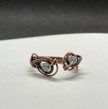 Wire Wrapped Copper Adjustable Ring with Aquamarine.