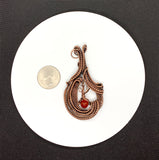 Bold Handwoven Copper Tree Pendant with Carnelian