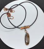 Agate, Copper and Leather Necklace