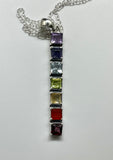 Sterling Silver Chakra Necklace with Amethyst, Iolite, Blue Topaz, Peridot, Citrine, Carnelian, and Garnet Gemstones. 