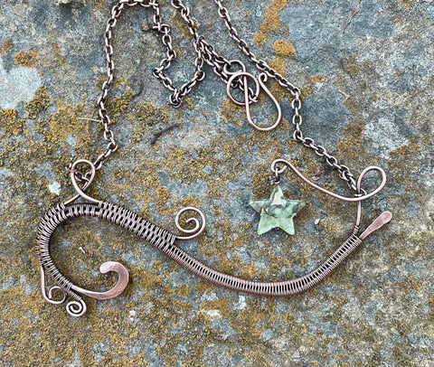 Orangic Copper Wire Wrapped Star Necklace