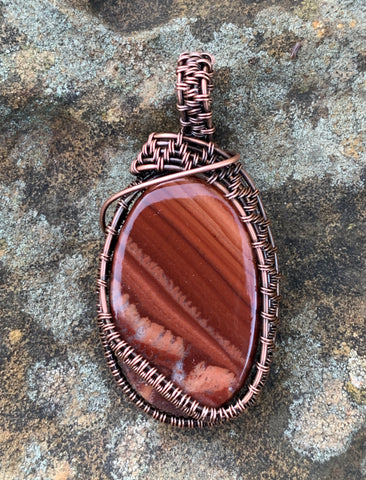 Wonderstone Pendant in wire wrapped Copper
