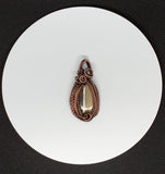 Unique Petrified Wood and Copper Pendant