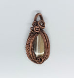 Unique Petrified Wood and Copper Pendant