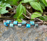 Blue Calsilica and wire wrapped Copper Bracelet.  