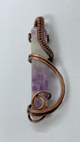 Raw Amethyst Stick Pendant wrapped in Copper