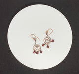 Hammered Copper Circles with Burgundy Pearl Dangles. Lightweight, flirty earrings