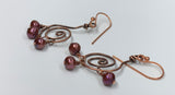 Hammered Copper and Pearls Earrings
