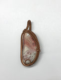 Tumbled Mexican Lace Agate Pendant in Copper. Gorgeous pink color