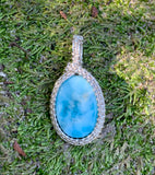 Larimar Pendant in Sterling and Fine Silver