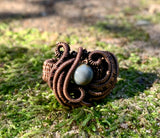 Venus Jasper and wire wrapped Copper Ring - Size 5