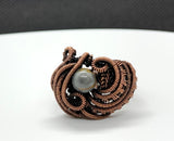 Venus Jasper and wire wrapped Copper Ring - Size 5