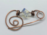 Hammered Copper and Opalite Shawl Pin