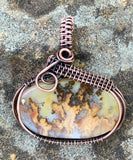 Lovely Plume Agate with flame like plumes, wrapped in handwoven copper.