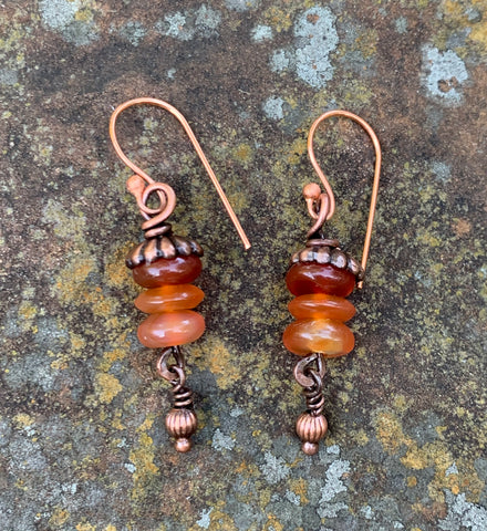 Carnelian and Copper Earrings