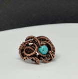 Wire wrapped Copper and Turquoise Ring - Size 4