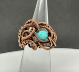 wire wrapped copper and turquoise ring