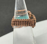 Handwove Copper and Turquoise Ring - Size 4