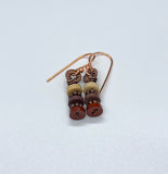 Handmade Woven Copper and Button Earrings