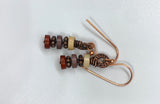 Handmade Woven Copper and Button Earrings