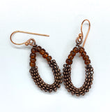 Coiled Copper and Glass Earrings