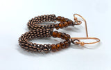 Coiled Copper and Glass Earrings