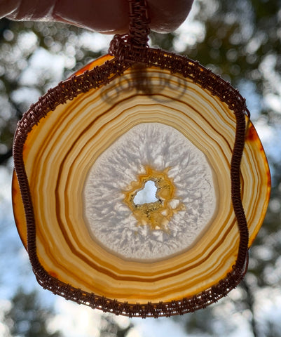 Agate Slice Sun Catcher / Ornament in Copper