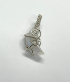 Wire Wrapped Argentium Silver Rainbow Moonstone Moon Pendant.  