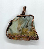 Agate wire wrapped pendant in copper