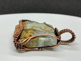 Raw Polished Agate Slice Pendant in Copper